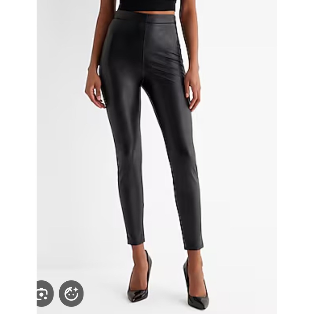 Express‎ Super High Waisted Faux Leather Leggings Black Style Womens Size S/P